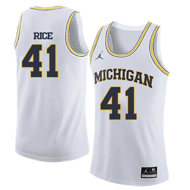 University of Michigan #41 Glen Rice White College Basketball Jersey